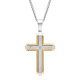 BRUSHED TWO-TONE CROSS PENDANT
