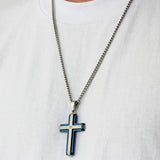 BRUSHED TWO-TONE CROSS PENDANT