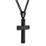 BLACK DIAMOND & FORGED CARBON FIBER CROSS PENDANT