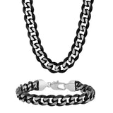 BEVELED CURB BRACELET & CHAIN SET
