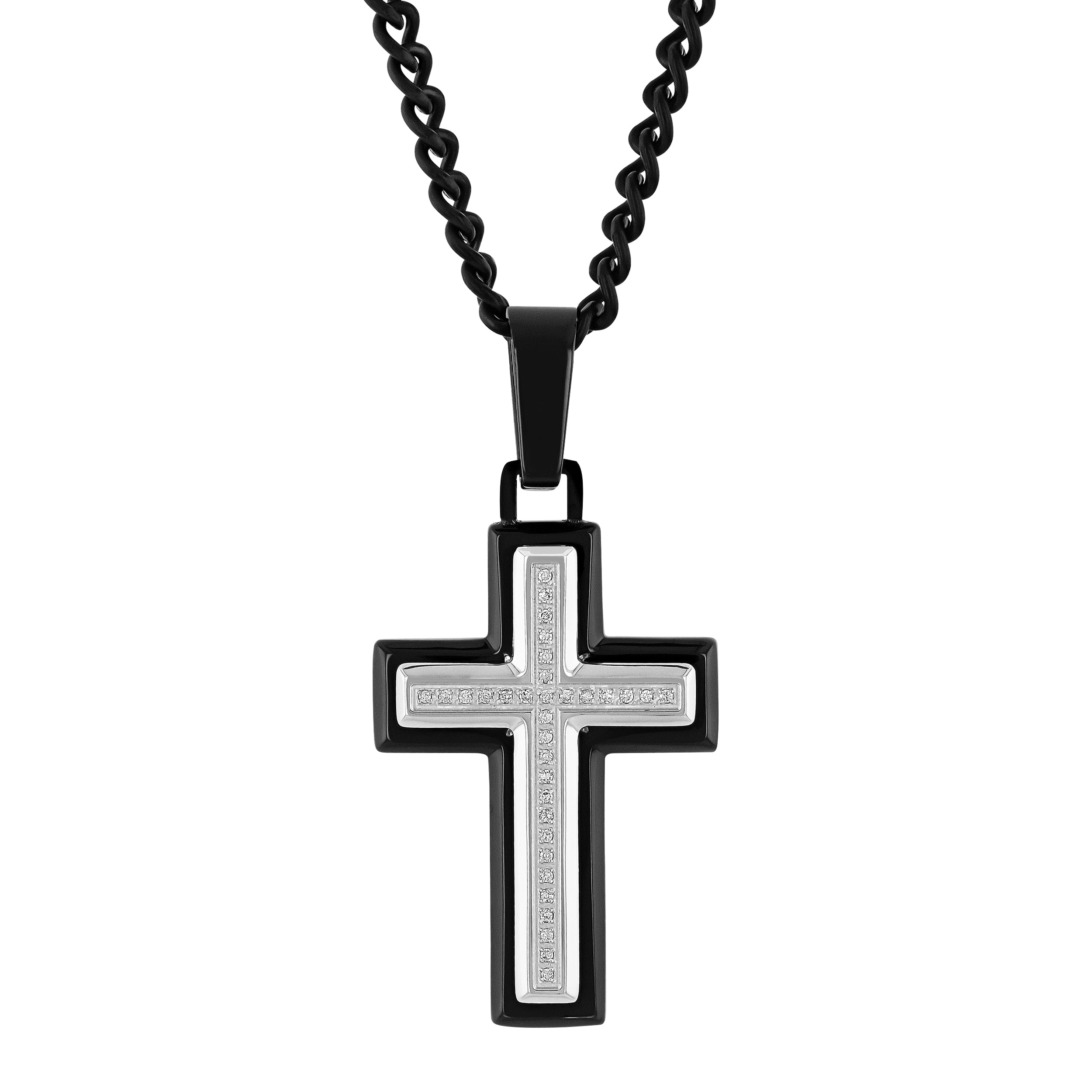 DIAMOND ACCENT CROSS PENDANT