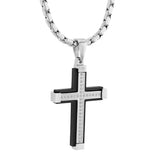1/6CTW BLACK TWO-TONE CROSS PENDANT