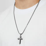 1/6CTW BLACK TWO-TONE CROSS PENDANT