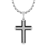 1/6CTW BLACK TWO-TONE CROSS PENDANT