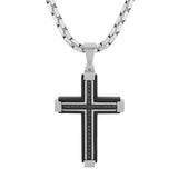 1/6CTW BLACK TWO-TONE CROSS PENDANT