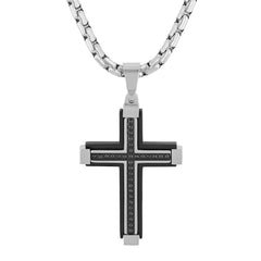 1/6CTW BLACK TWO-TONE CROSS PENDANT