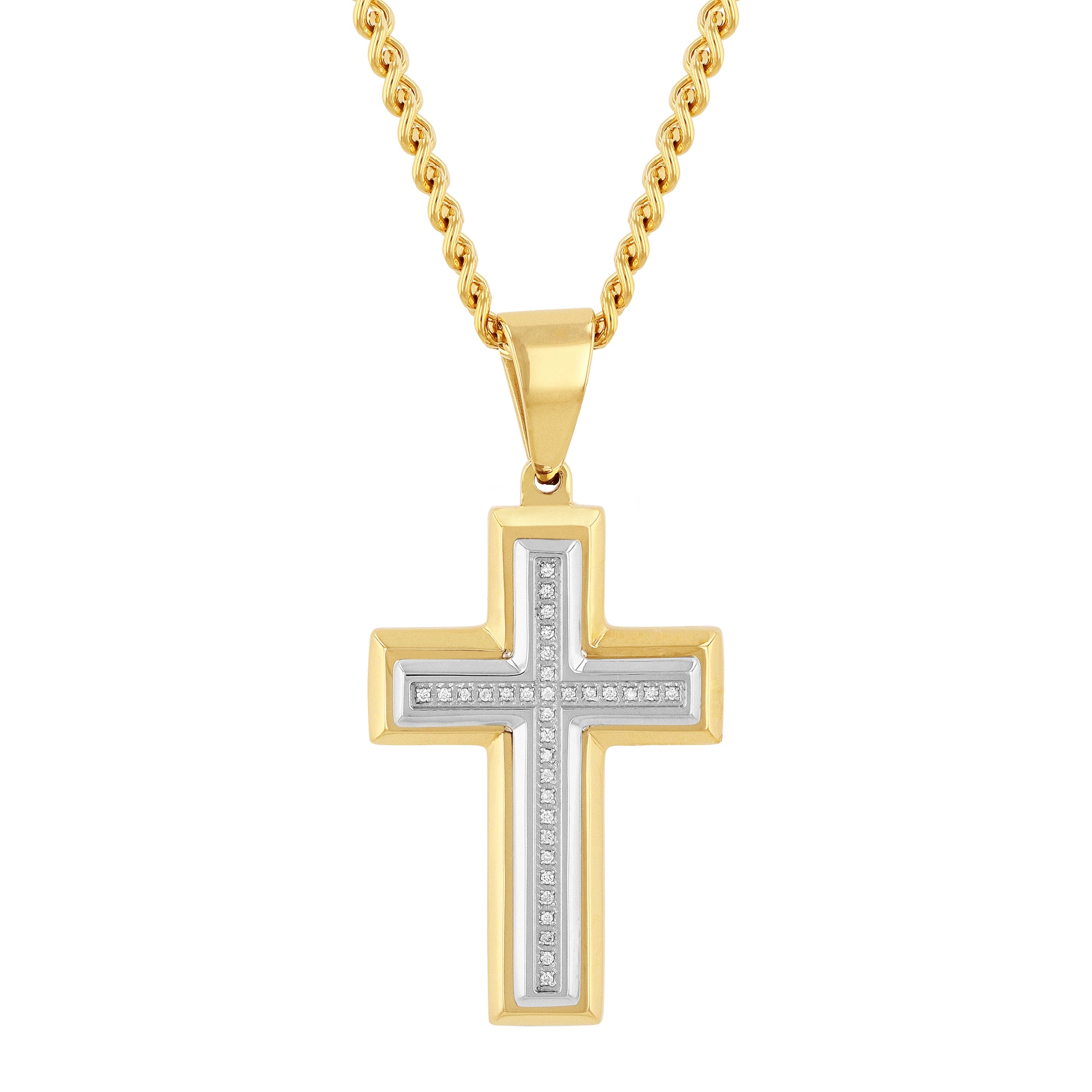 DIAMOND ACCENT CROSS PENDANT