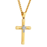 DIAMOND ACCENT ROUNDED CROSS PENDANT
