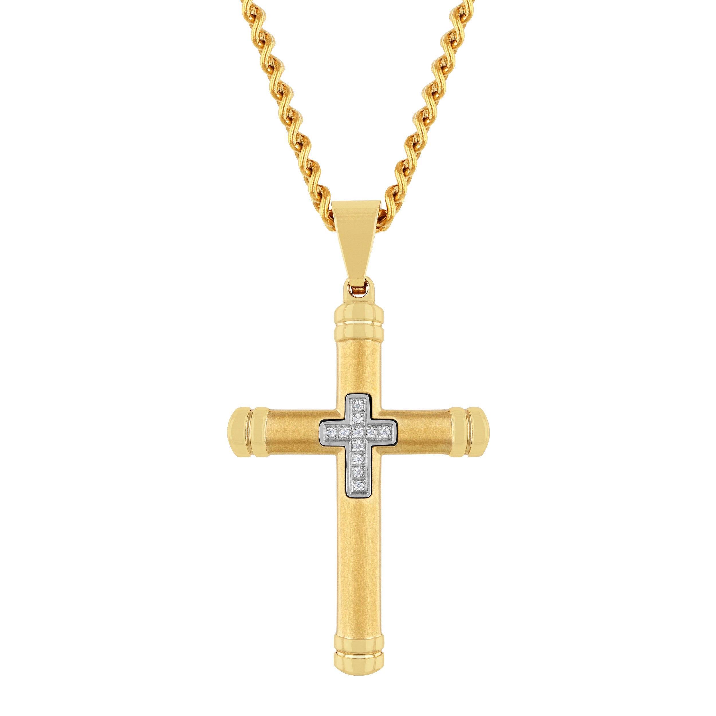 DIAMOND ACCENT ROUNDED CROSS PENDANT