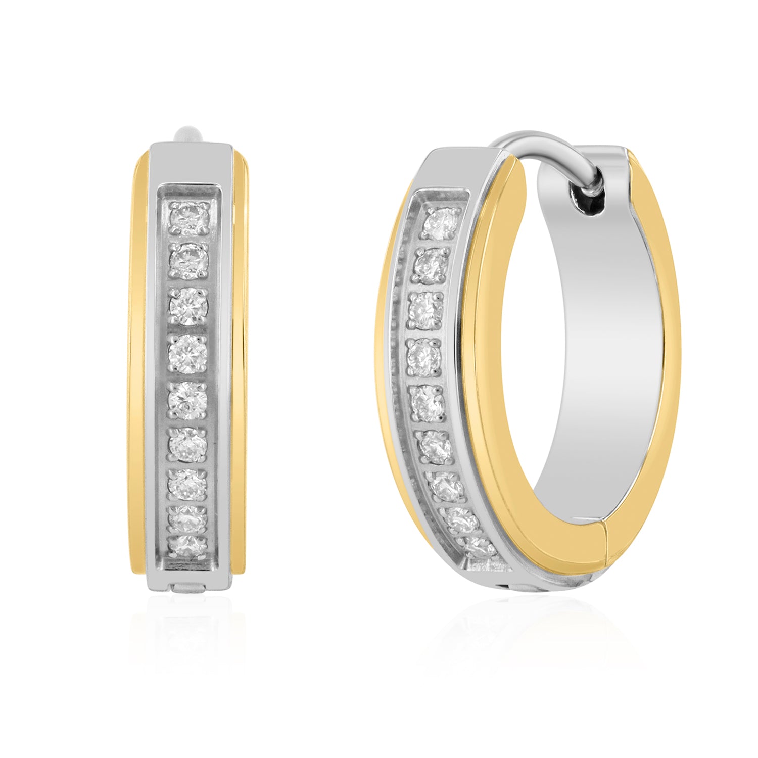1/6CTW DIAMOND HUGGIE HOOP EARRINGS