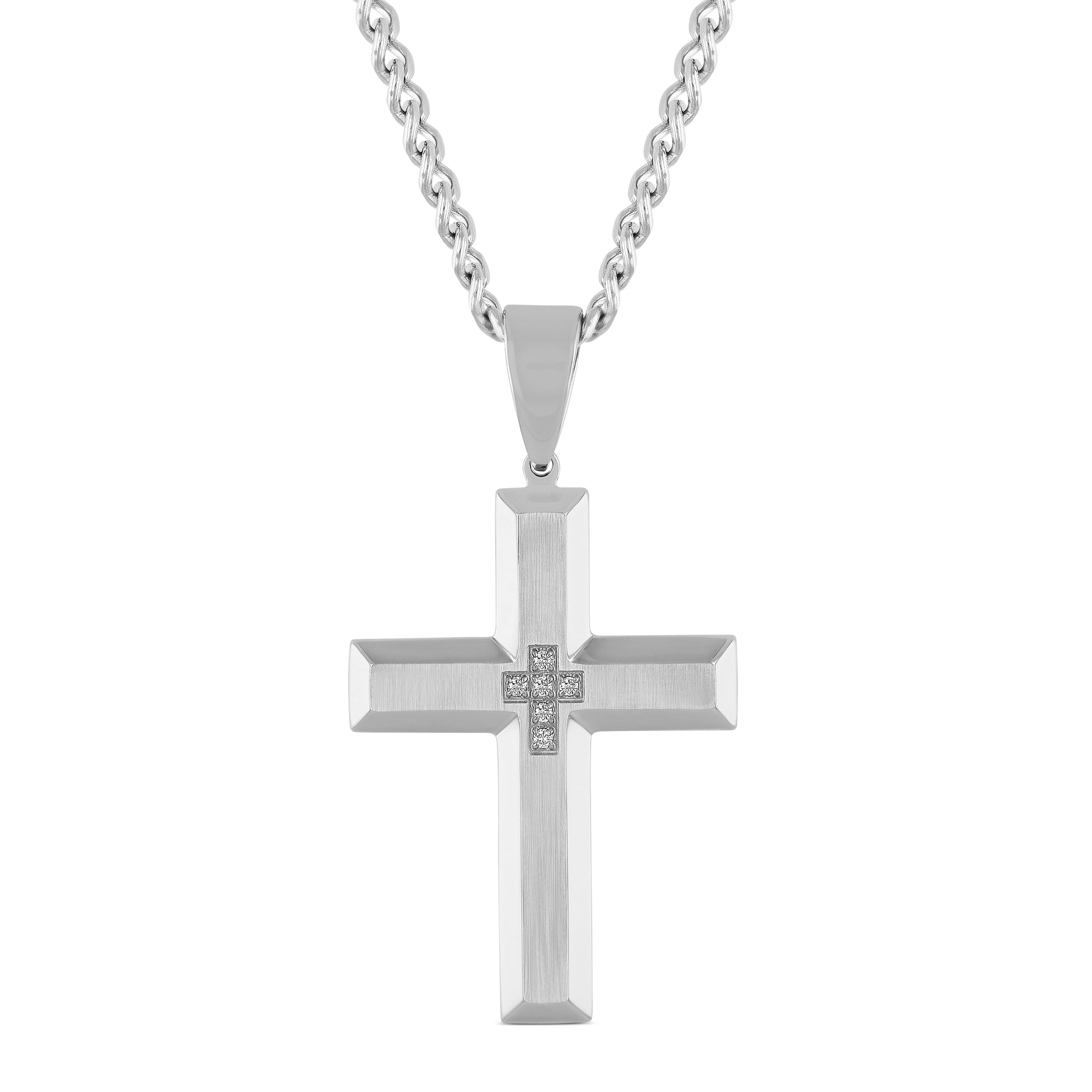 DIAMOND ACCENT CROSS PENDANT