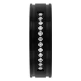 GROOVED BAND WITH DIAMONDS