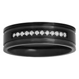 GROOVED BAND WITH DIAMONDS