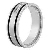 GROOVED BAND WITH DIAMONDS