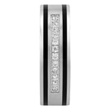 GROOVED BAND WITH DIAMONDS