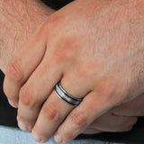 GROOVED BAND WITH DIAMONDS