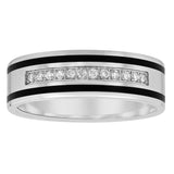 GROOVED BAND WITH DIAMONDS