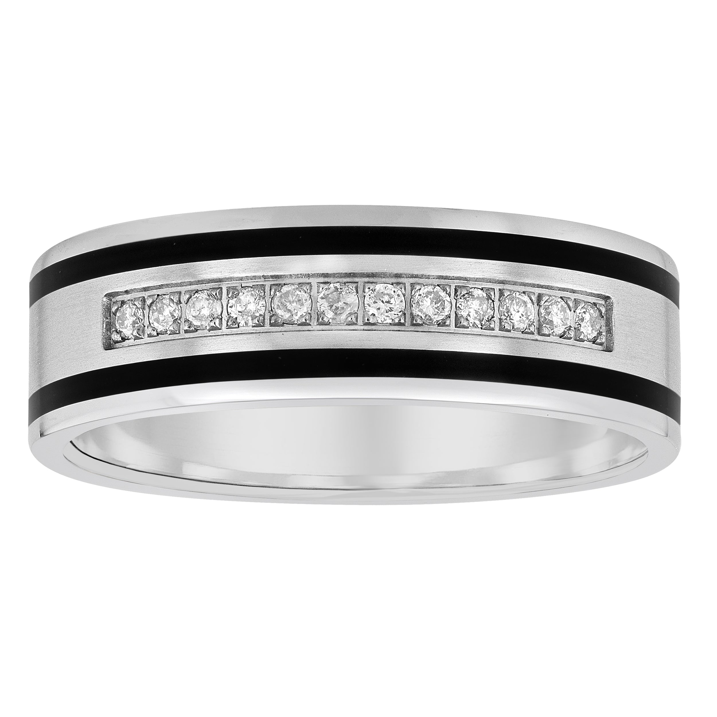 GROOVED BAND WITH DIAMONDS