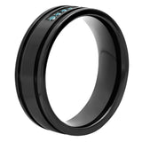 GROOVED BAND WITH DIAMONDS