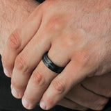 GROOVED BAND WITH DIAMONDS