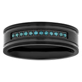 GROOVED BAND WITH DIAMONDS