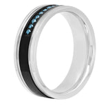 GROOVED BAND WITH DIAMONDS